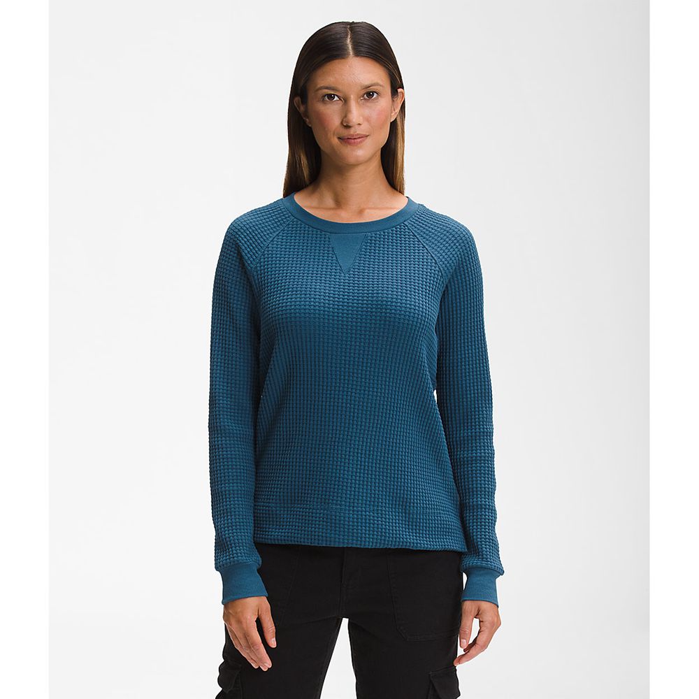 The North Face Long Sleeve Womens Australia - The North Face Chabot Crew Blue (KDZ-307125)